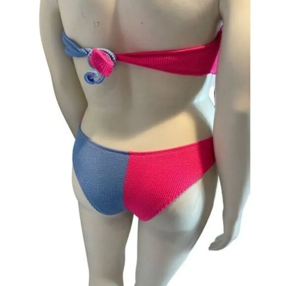 Addy Bandeau 2 Piece Bikini Size L Pink and Blue‎